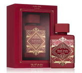 Lattafa Bade'e Al Oud Sublime Eau de Parfum 100ml 3.4 fl oz red bottle with gold detail - unisex apple and lychee perfume