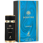 Maison Alhambra Sceptre Oceana Eau de Parfum 100ml 3.4 fl oz black bottle with gold detail - unisex vanilla and oud perfume