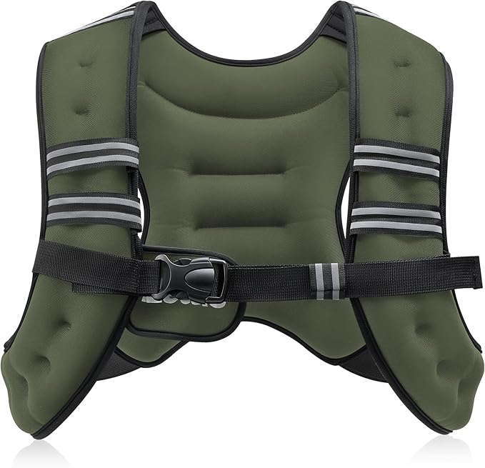 ZELUS Weighted Vest, 6lb/8lb/12lb/16lb/20lb/25lb/30lb Weight Vest with Reflective Stripe for Workout, Strength Training, Running, Fitness, Muscle Building, Weight Loss, Weightlifting