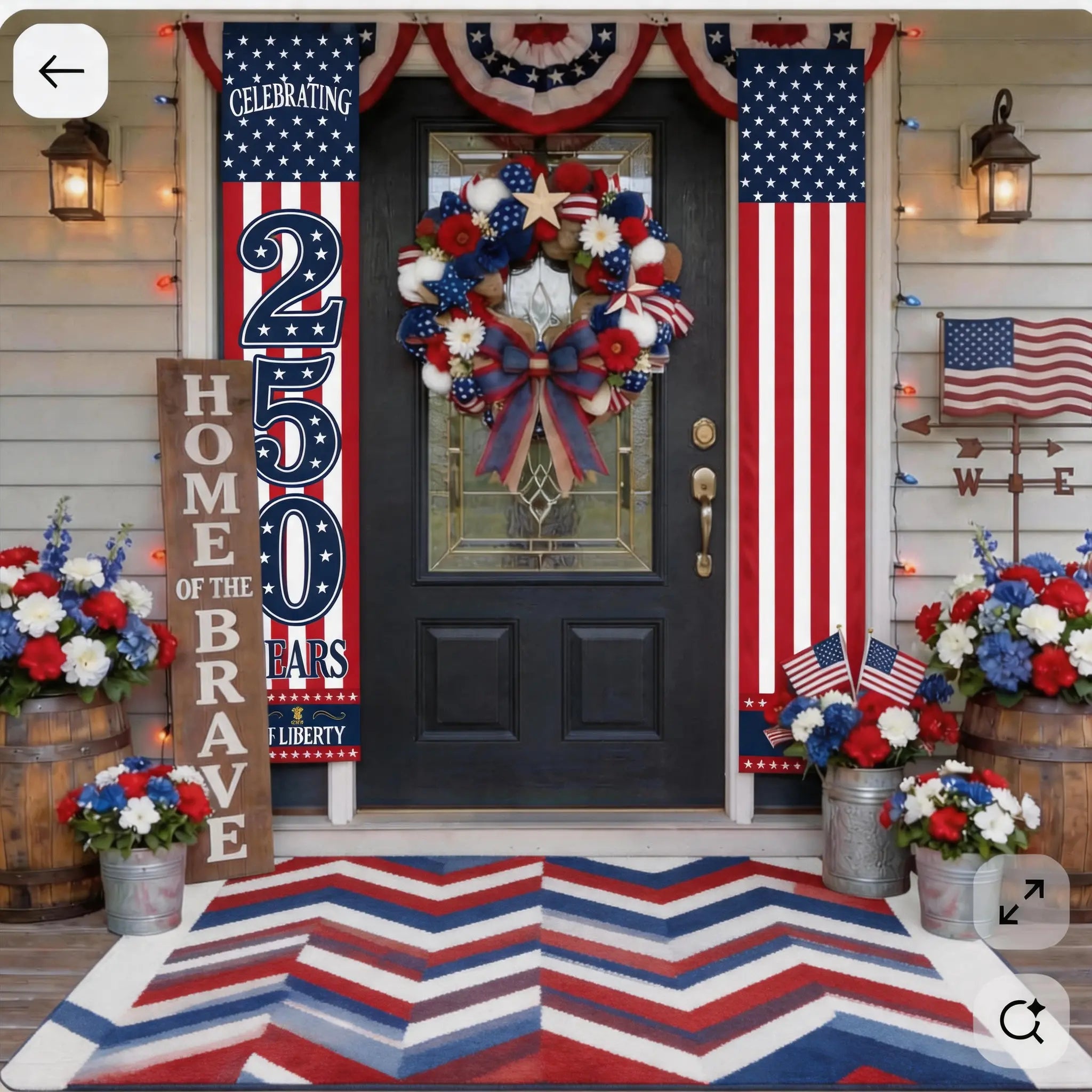 4Th of July Decorations Outdoor | American Flag Door Banner - Porch Sign Red White Blue Stars and Stripes | Patriotic Decor for Memorial Day Independence Day Labor Day