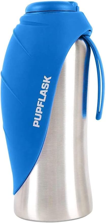 Dog Water Bottle with Bowl – 40 oz Stainless Steel Portable Pet Travel Bottle