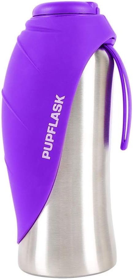 Dog Water Bottle with Bowl – 40 oz Stainless Steel Portable Pet Travel Bottle