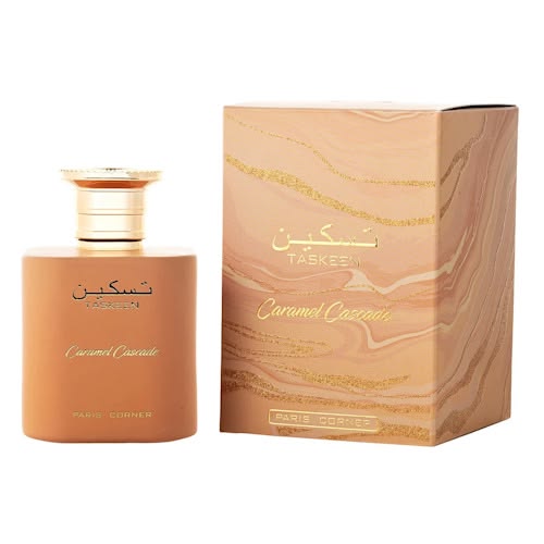Paris Corner Taskeen Caramel Cascade Eau de Parfum 100ml 3.4 oz perfume bottle with box