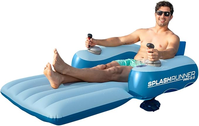 Motorized Pool Float with Dual Motors – 360° Control Inflatable Lounger