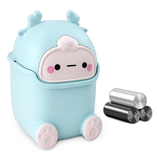 Cute Animal Mini Trash Can – Desktop Wastebasket with Lid for Home & Car