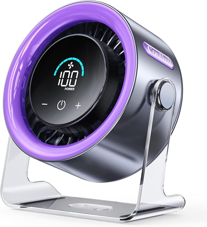 Rechargeable Desk Fan – Quiet Portable Table Fan with 100 Speeds & Display