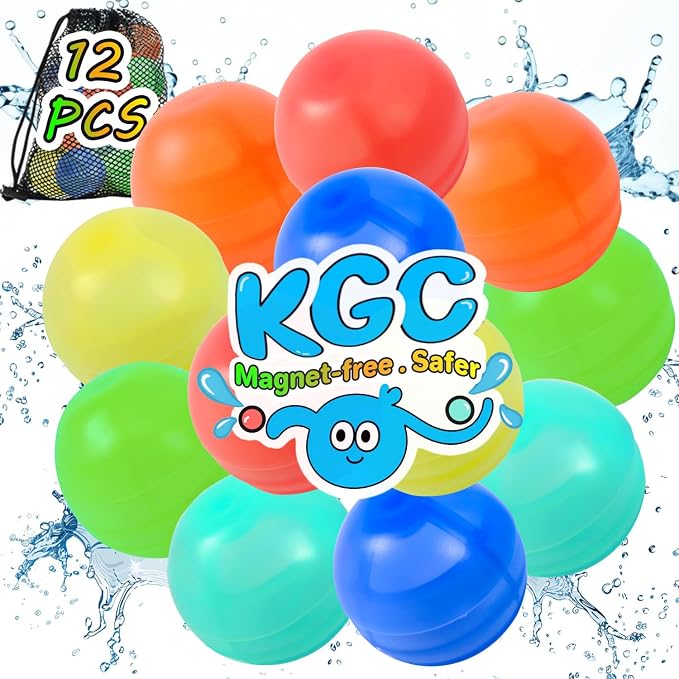 Reusable Water Balloons - Silicone Refillable Water Balls for Kids & Adults, Quick Fill Summer Pool Toy