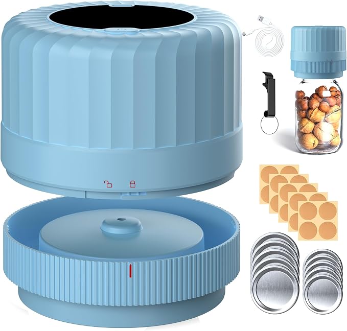 Electric Mason Jar Vacuum Sealer – Automatic Sealer Kit for Wide & Regular Lids