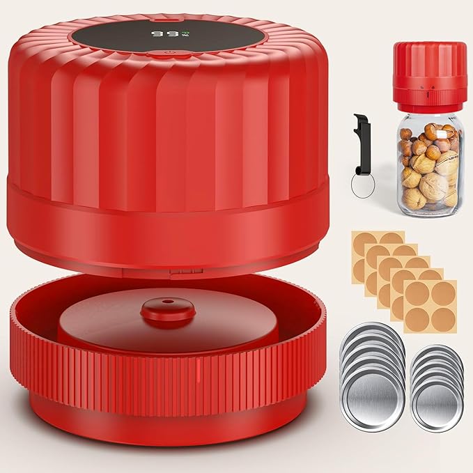 Electric Mason Jar Vacuum Sealer – Automatic Sealer Kit for Wide & Regular Lids