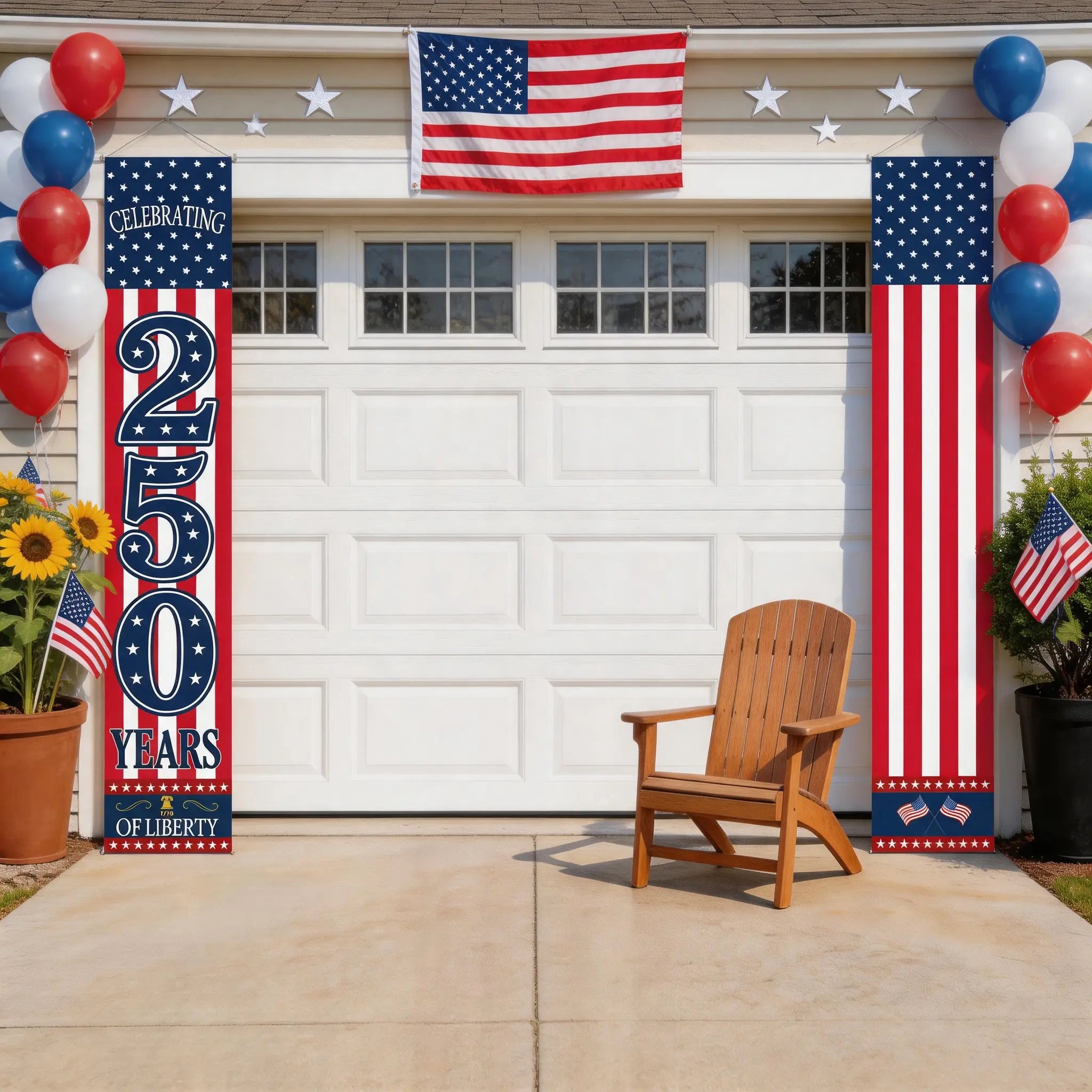 4Th of July Decorations Outdoor | American Flag Door Banner - Porch Sign Red White Blue Stars and Stripes | Patriotic Decor for Memorial Day Independence Day Labor Day