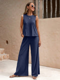 Solid Color Casual Loose Pants Sets For Women Elegant Spring Summer Women's Two Pieces Suit Full Trouser Set Female Outfit Clothes