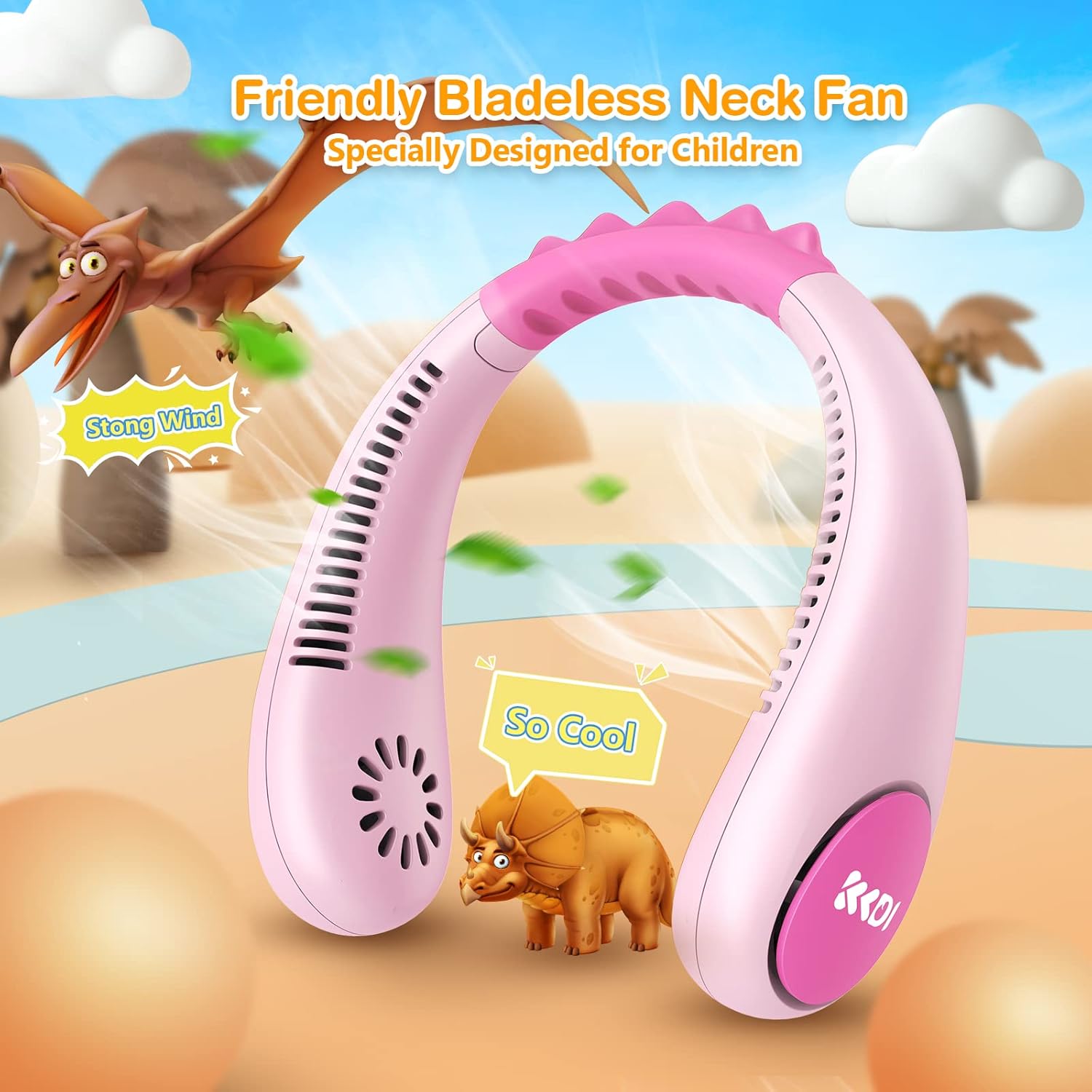 Kids Neck Fan – Rechargeable Wearable Hands-Free Personal Fan for Children