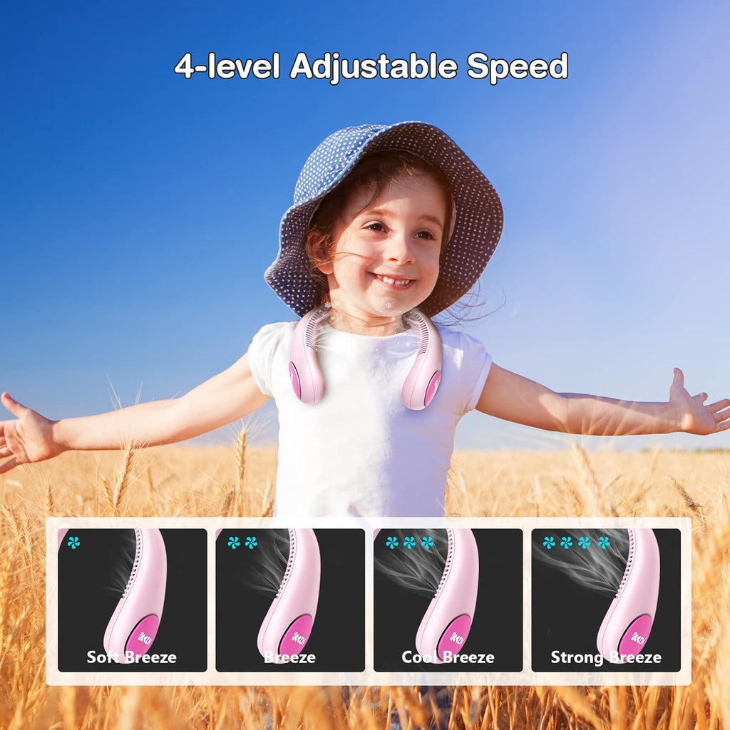Kids Neck Fan – Rechargeable Wearable Hands-Free Personal Fan for Children