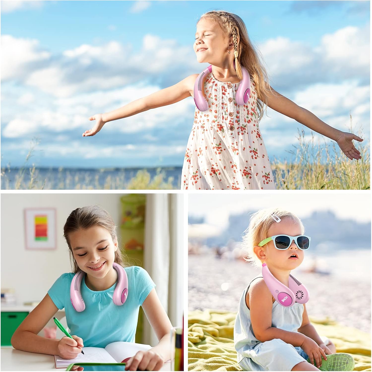 Kids Neck Fan – Rechargeable Wearable Hands-Free Personal Fan for Children