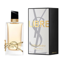 Yves Saint Laurent Libre Eau de Parfum 90ml 3.0 fl oz bottle with gold chain and black cap - lavender and vanilla perfume for women