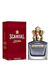 Jean Paul Gaultier Scandal Pour Homme Eau de Toilette 100ml 3.4 fl oz grey bottle with gold crown cap and red box - caramel and vetiver fragrance for men