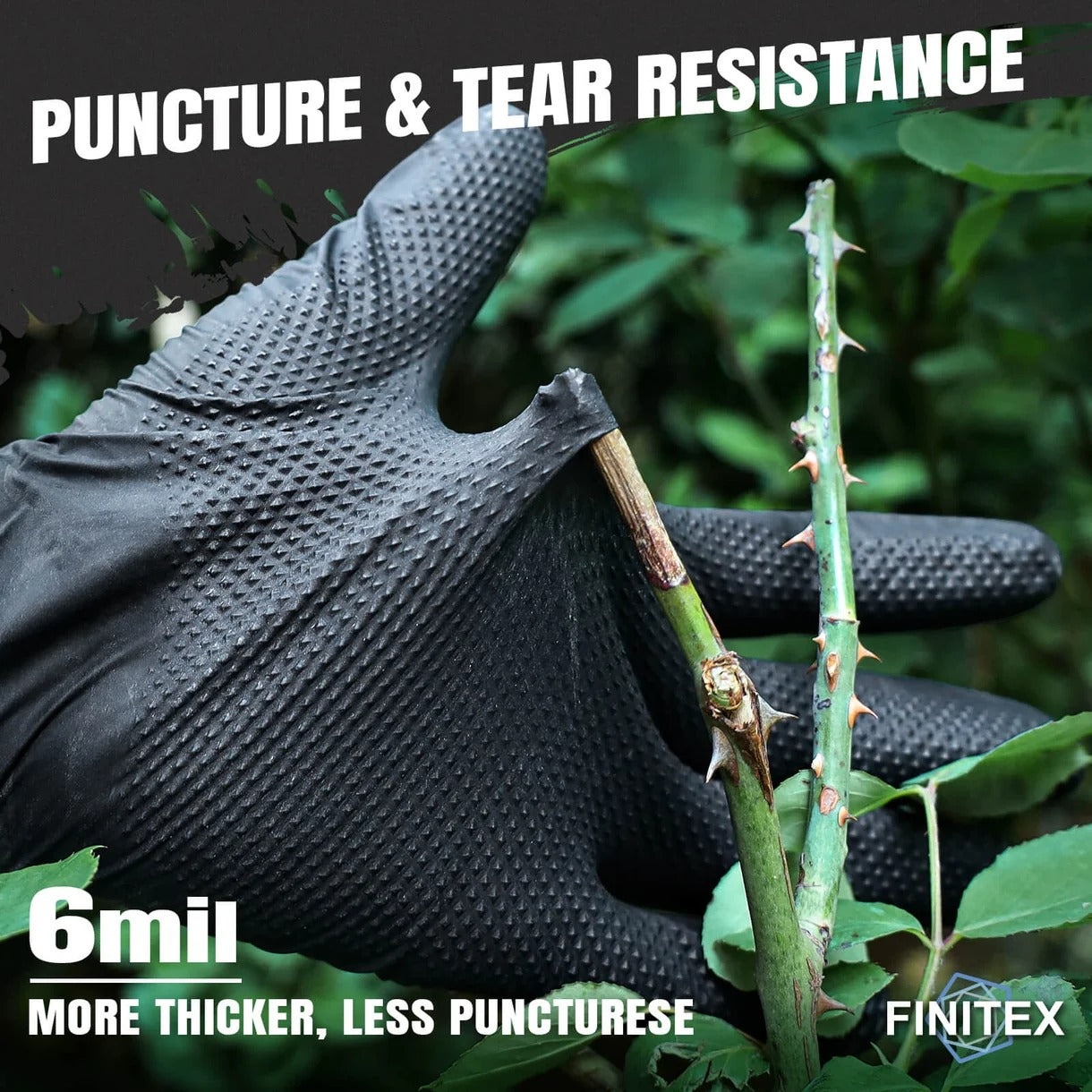 FINITEX Black Diamond Textured Nitrile Gloves 6.3 Mil
