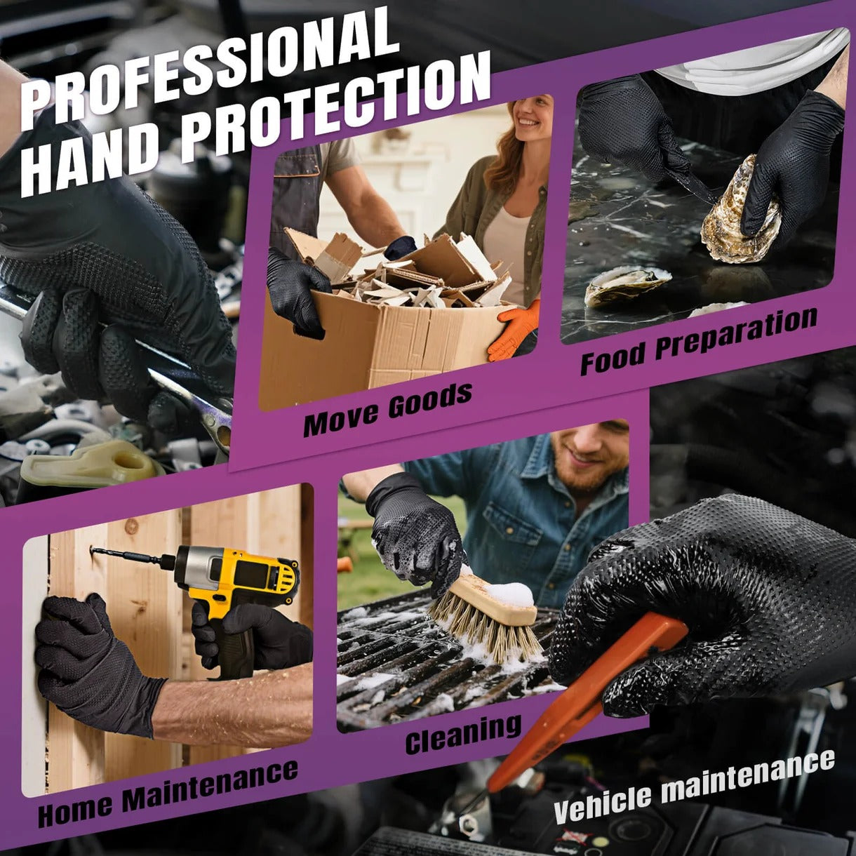 FINITEX Black Diamond Textured Nitrile Gloves 6.3 Mil