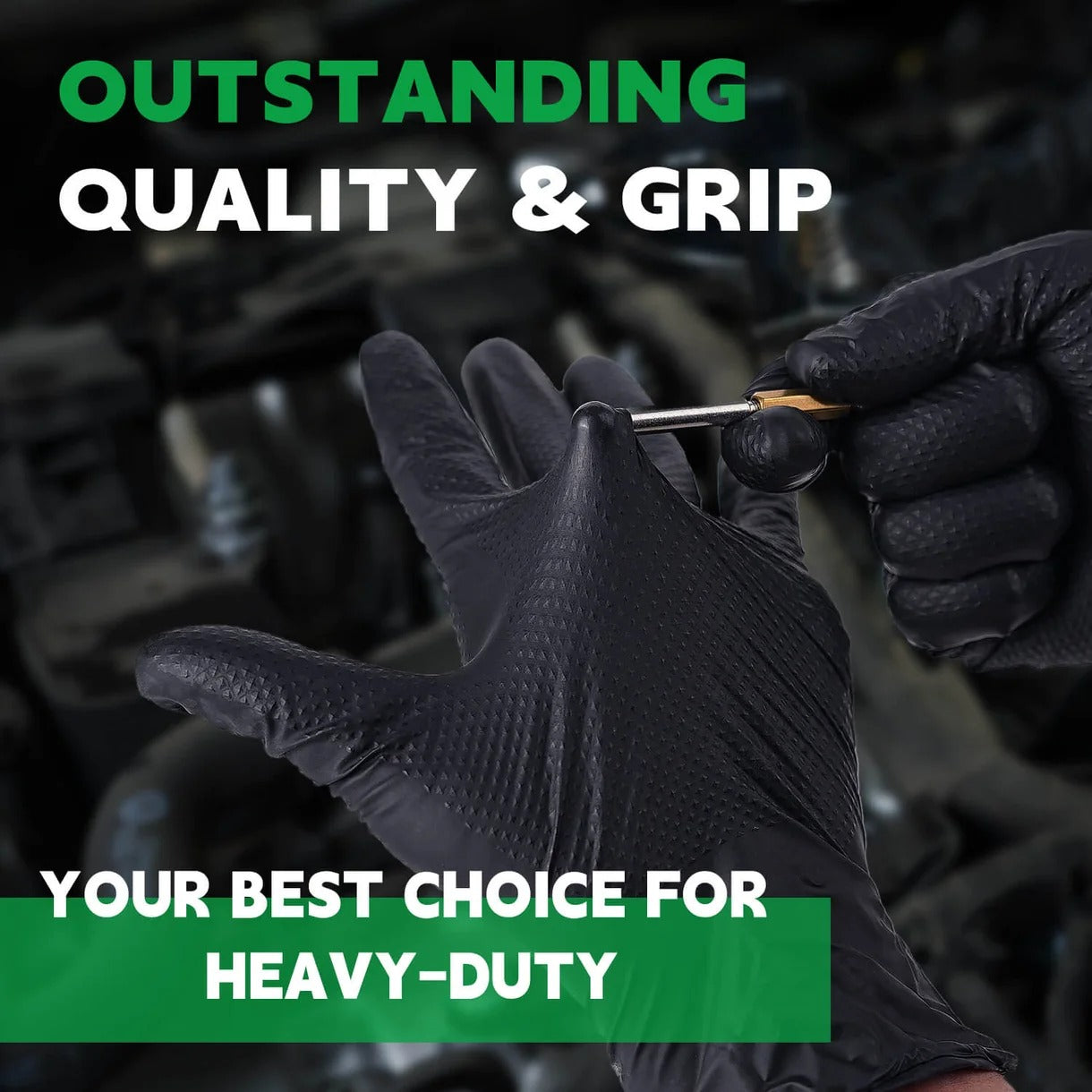 FINITEX 8 Mil Black Diamond Textured Nitrile Gloves
