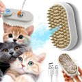 White misting cat steam brush 2 pack for shedding and grooming cats and dogs