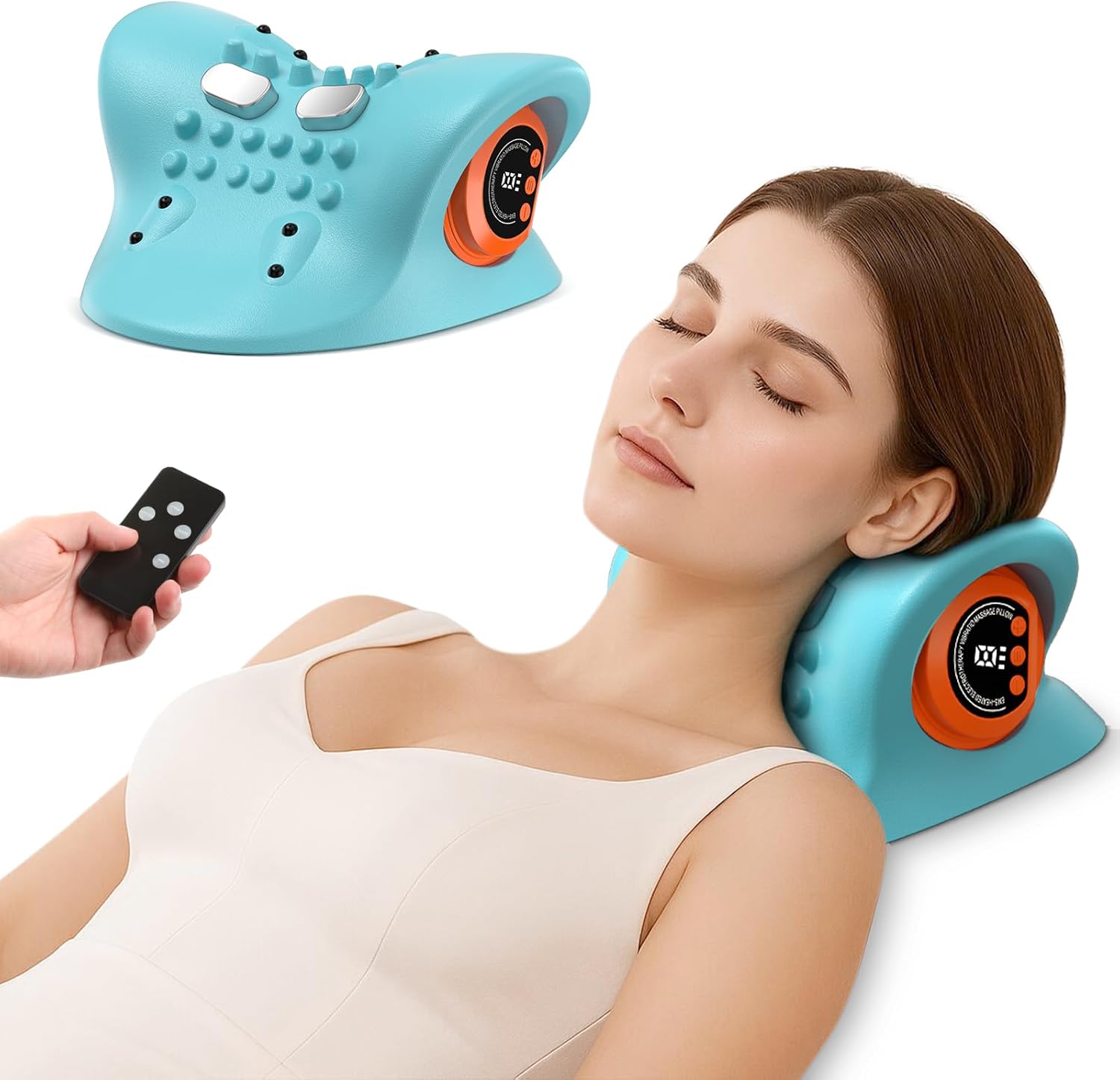 3-in-1 neck stretcher massager cervical traction device with heat and vibration and remote