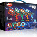4 player rechargeable laser tag set with blasters and vests featuring LCD tracking screens