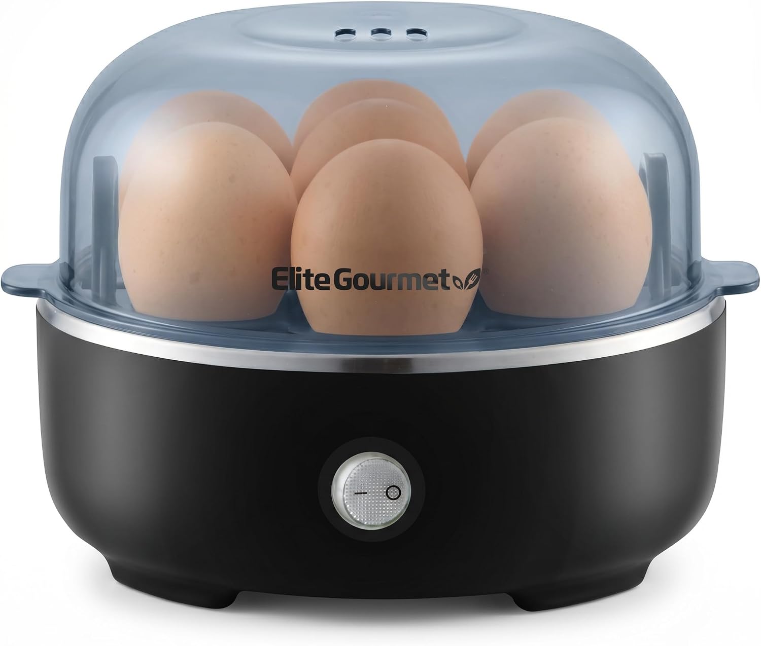 Electric 7-egg cooker rapid boiler and steamer with measuring cup and clear lid