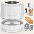 Electric mason jar vacuum sealer automatically sealing a mason jar for food storage