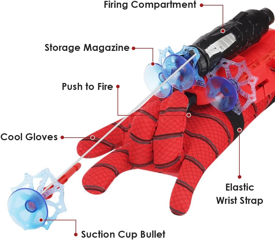 Kids Web Shooter Toy – Spider Hero Glove with Suction Cup Darts & Rope