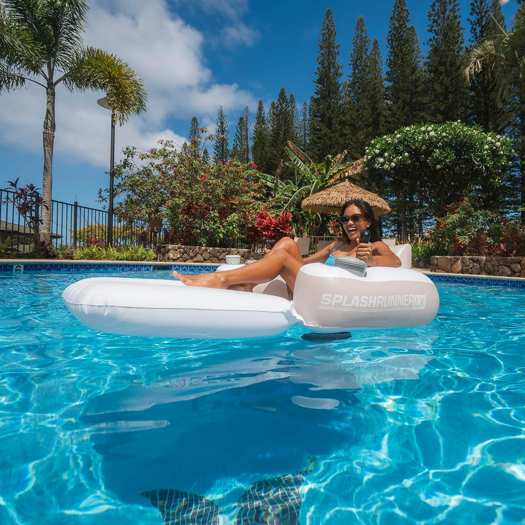 Motorized Pool Float with Dual Motors – 360° Control Inflatable Lounger