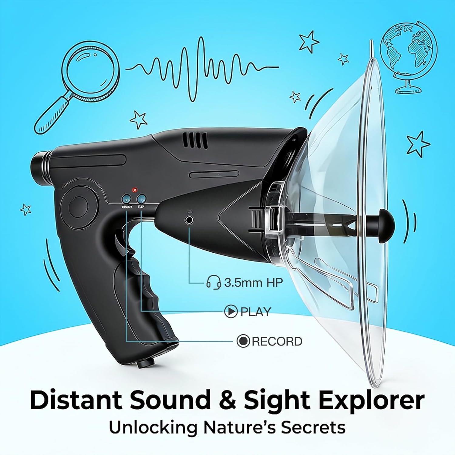 Kids Spy Listening Device with Monocular – Nature Sound Amplifier Explorer Toy