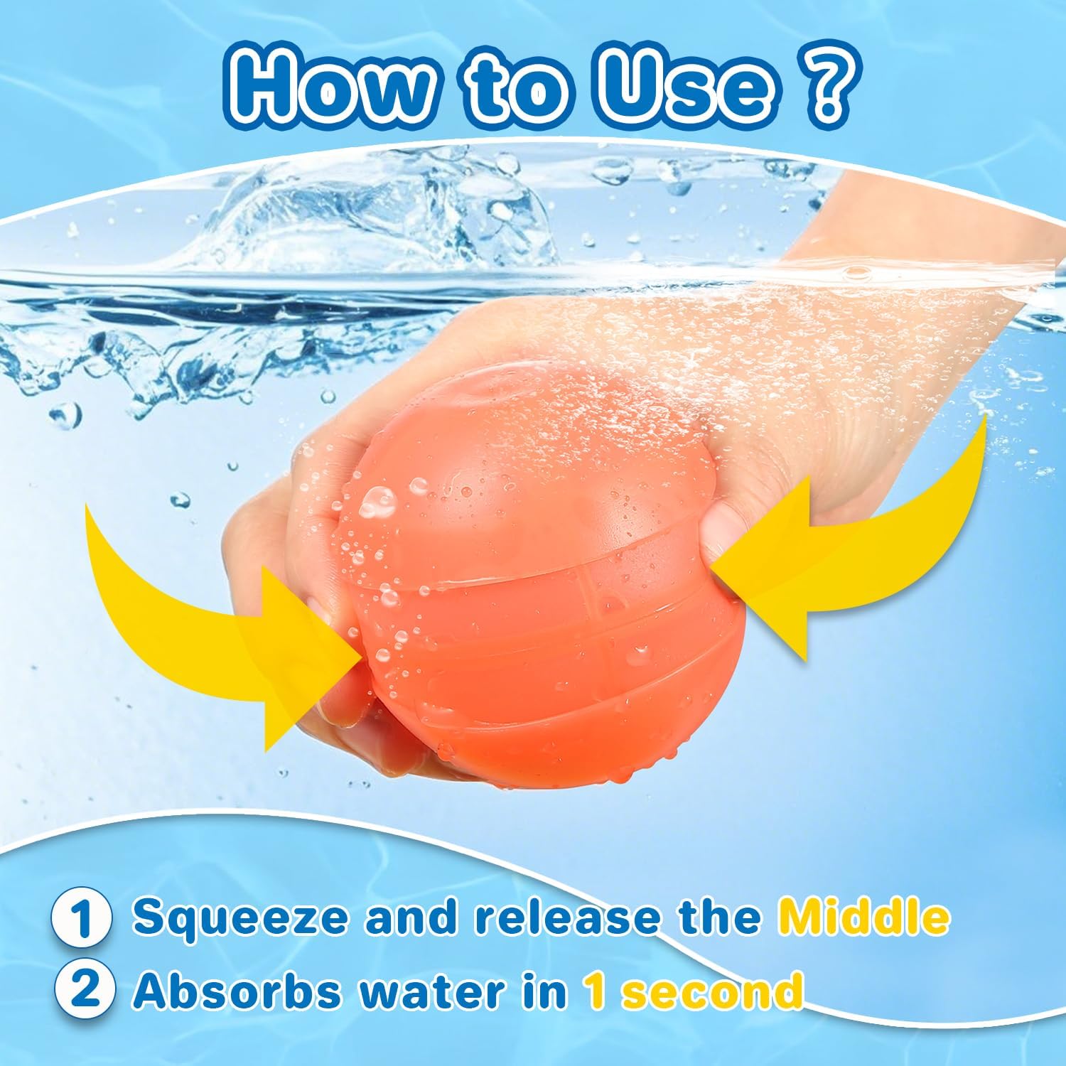 Reusable Water Balloons - Silicone Refillable Water Balls for Kids & Adults, Quick Fill Summer Pool Toy