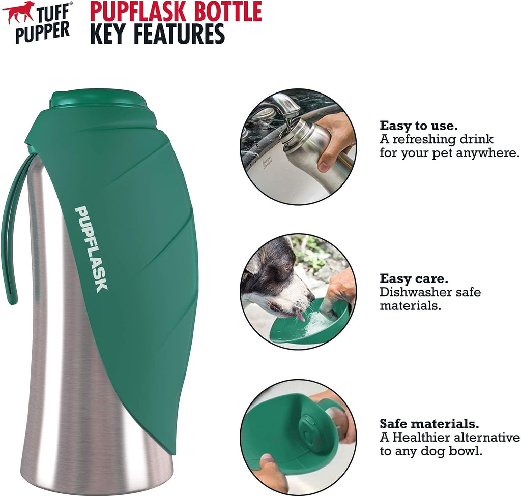 Dog Water Bottle with Bowl – 40 oz Stainless Steel Portable Pet Travel Bottle