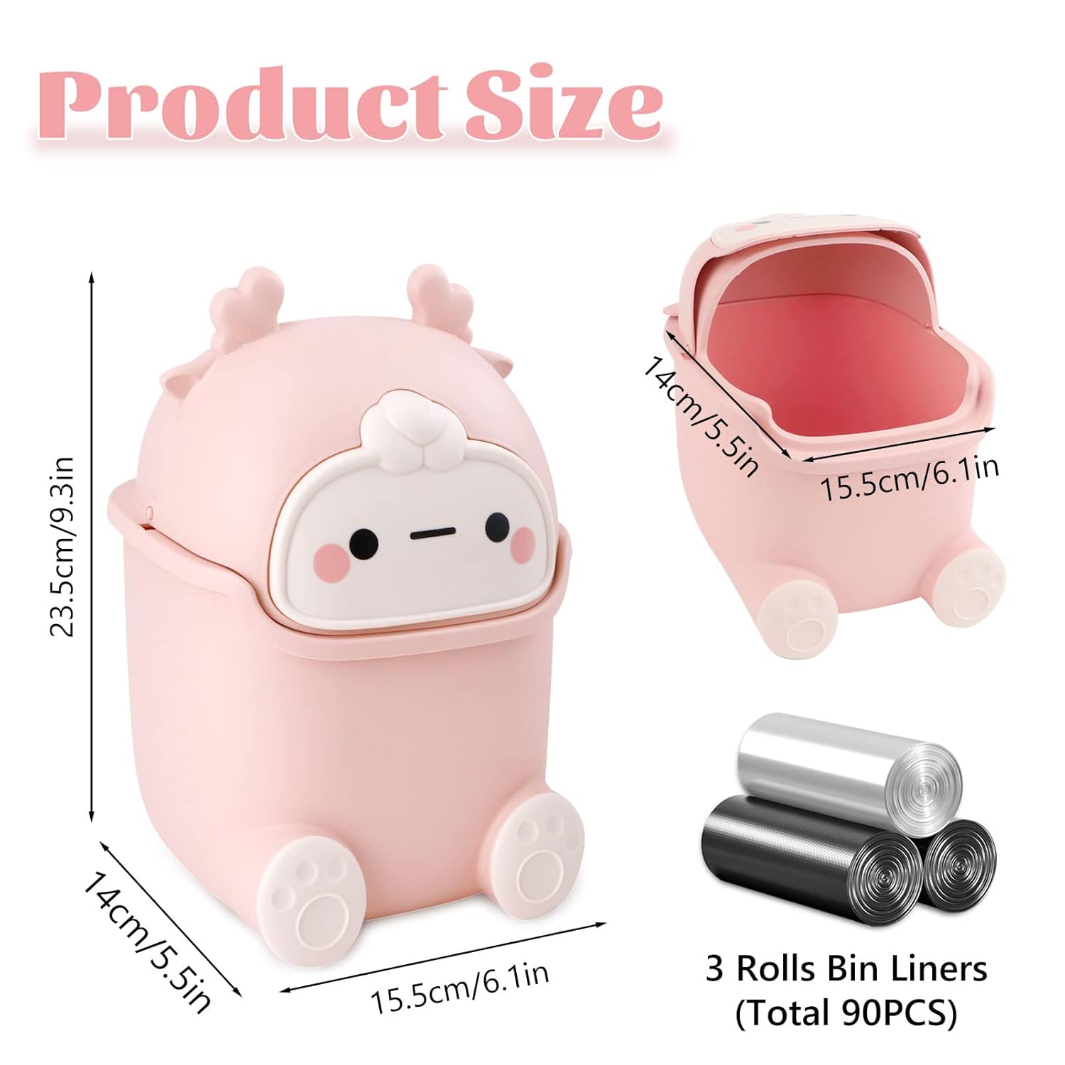 Cute Animal Mini Trash Can – Desktop Wastebasket with Lid for Home & Car