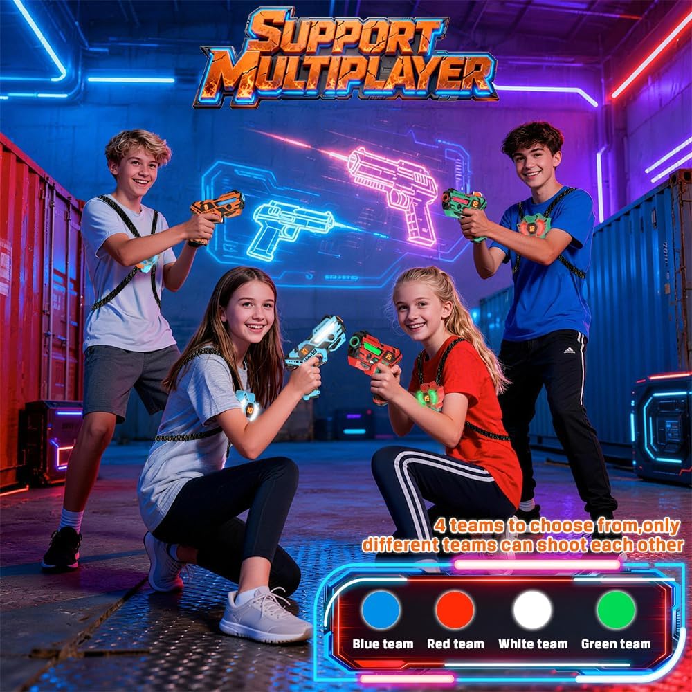 Laser Tag Set 4 Players – Rechargeable Blasters & Vests with LCD Tracking
