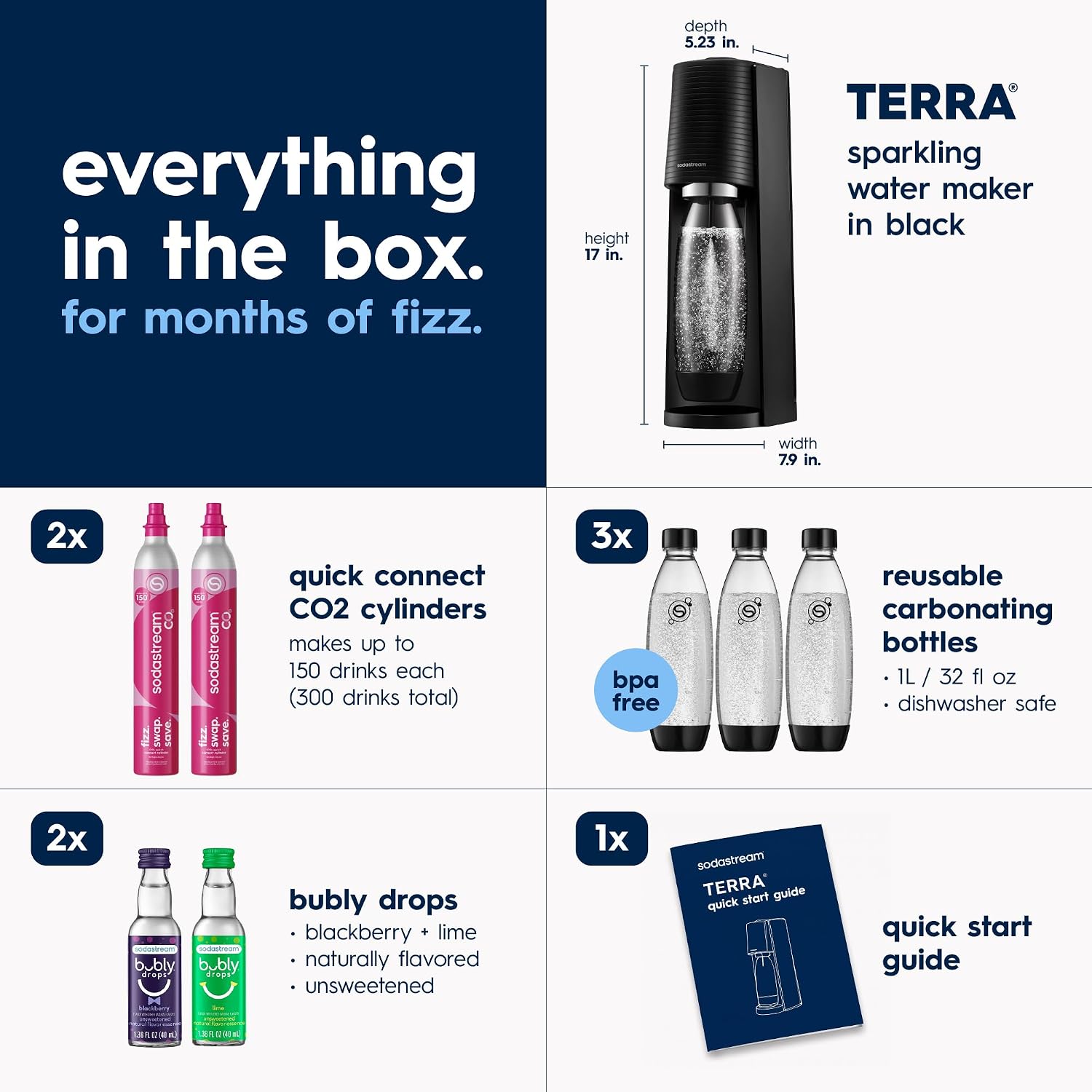 SodaStream TERRA Sparkling Water Maker – Countertop Soda Machine with CO2