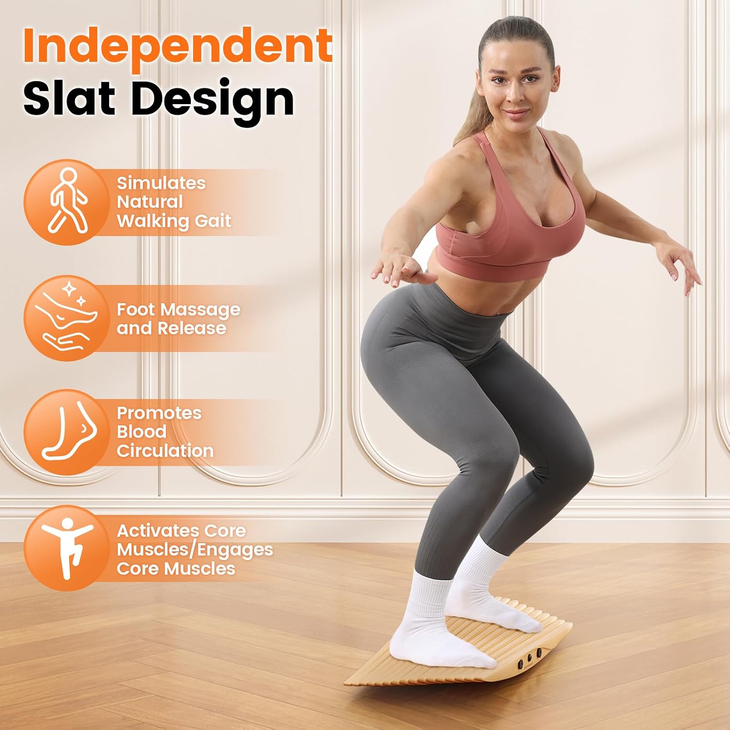 Wooden Wobble Balance Board – Rocker Board for Standing Desk & Core Training