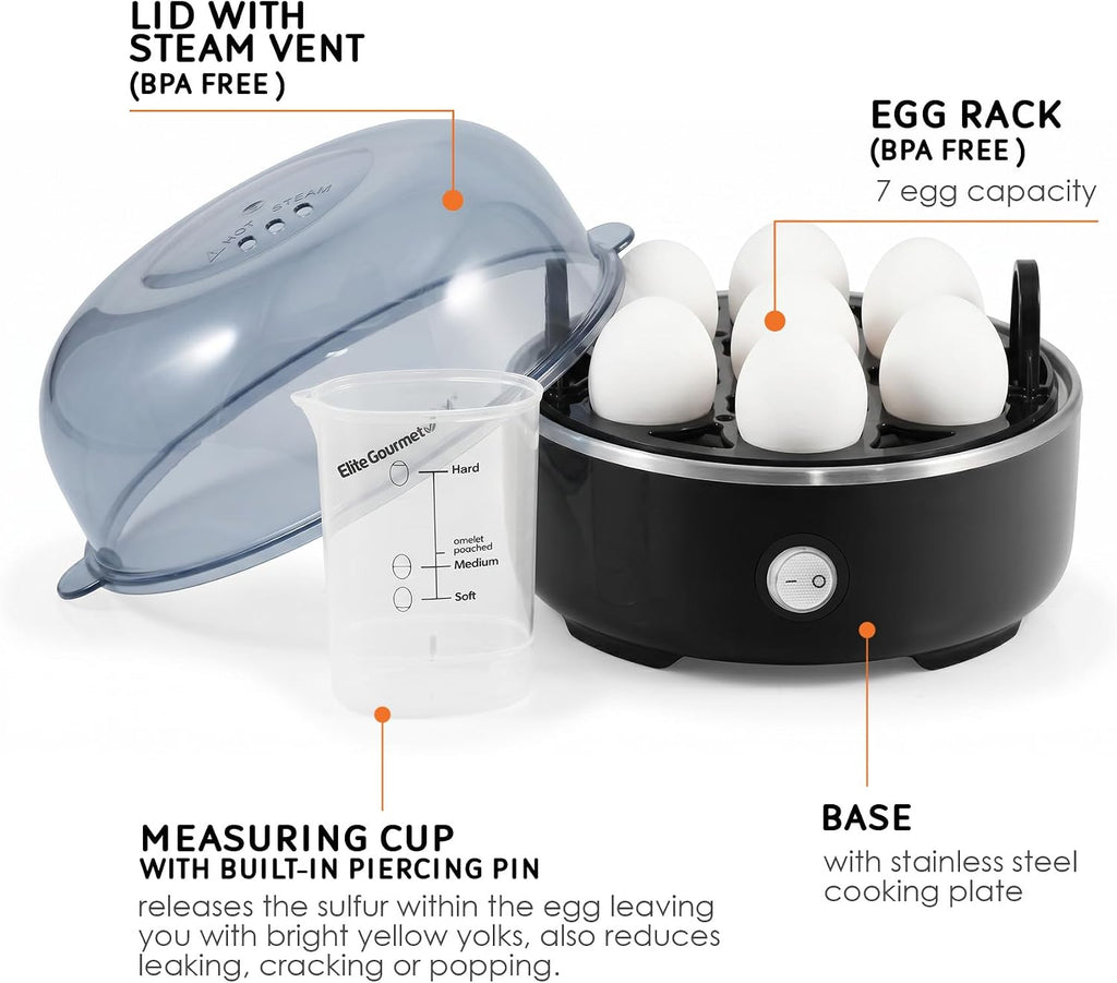 Electric Egg Cooker – 7-Egg Capacity Rapid Boiler & Steamer with Auto Shut-Off