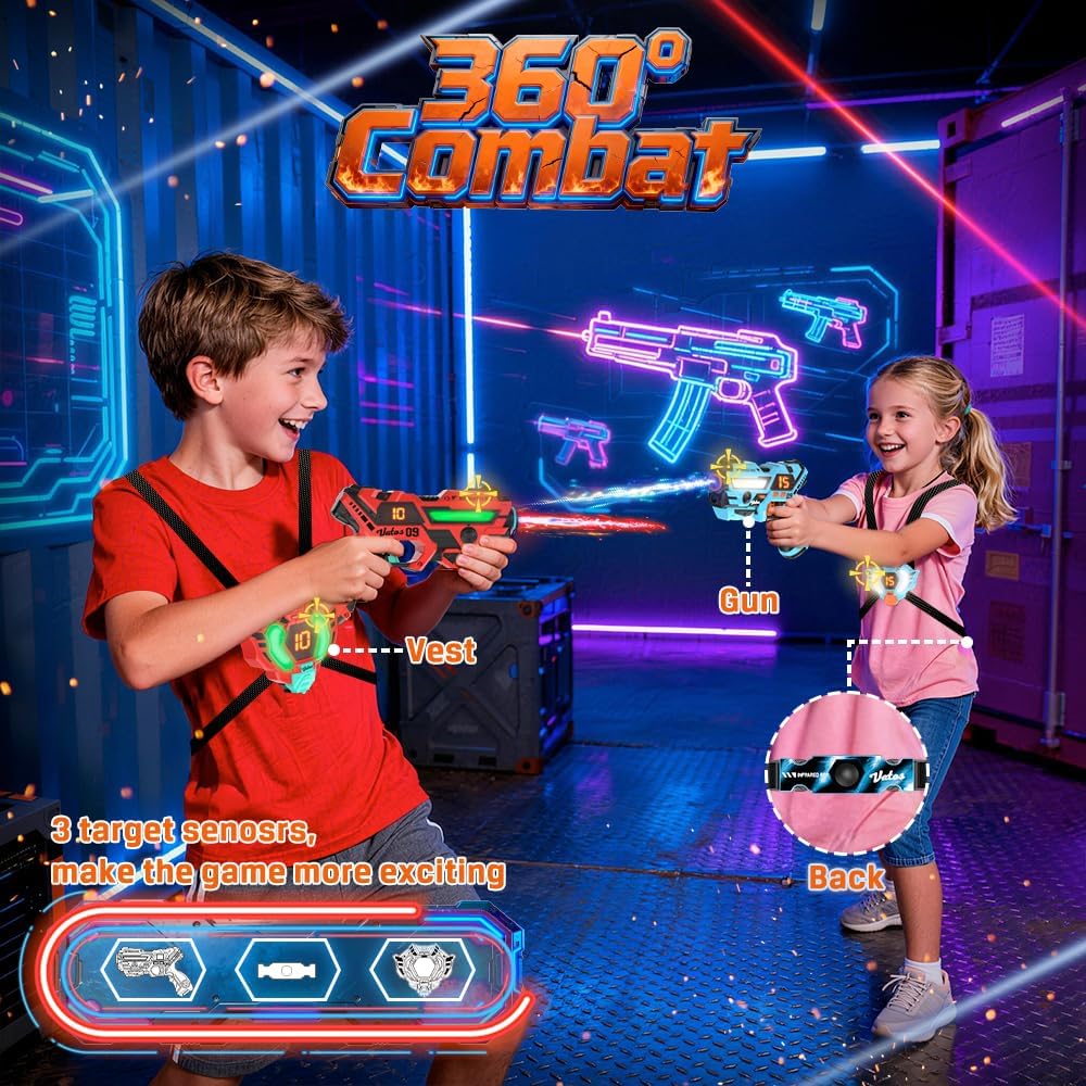 Laser Tag Set 4 Players – Rechargeable Blasters & Vests with LCD Tracking