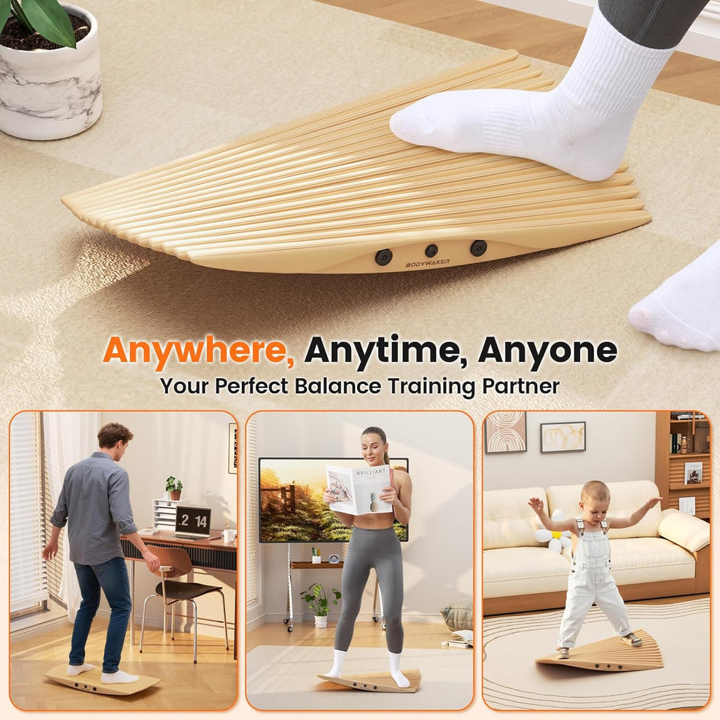 Wooden Wobble Balance Board – Rocker Board for Standing Desk & Core Training
