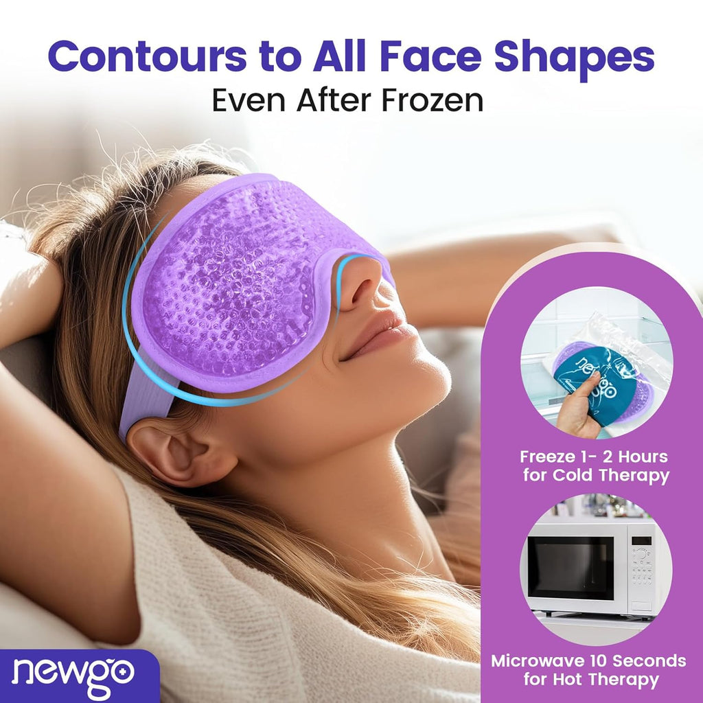 NEWGO Cooling Gel Eye Mask – Reversible Hot & Cold Ice Pack for Puffy Eyes