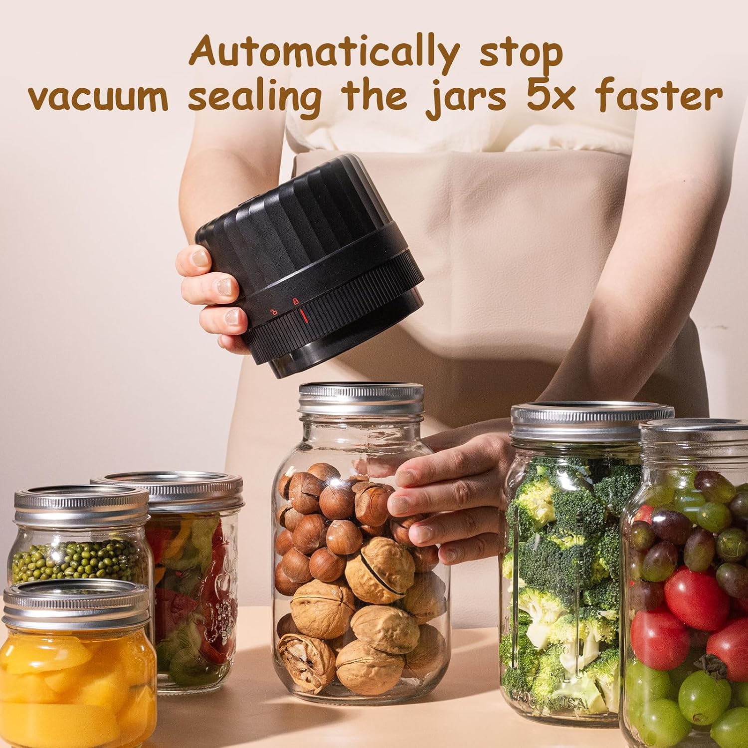 Electric Mason Jar Vacuum Sealer – Automatic Sealer Kit for Wide & Regular Lids