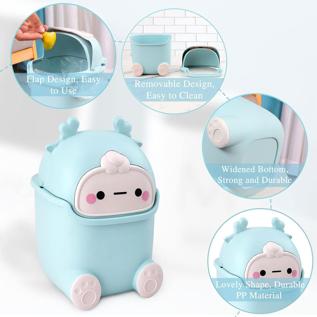 Cute Animal Mini Trash Can – Desktop Wastebasket with Lid for Home & Car