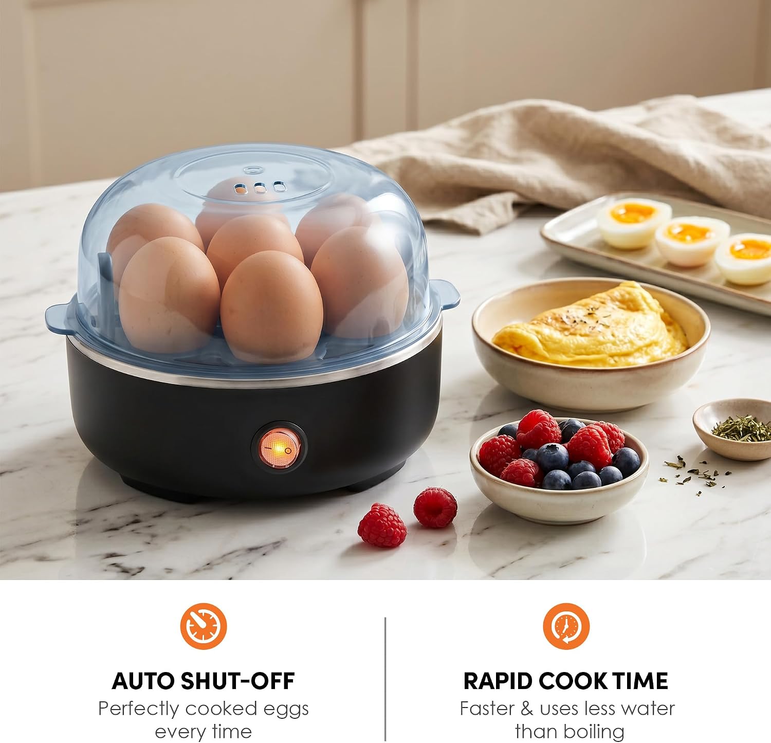 Electric Egg Cooker – 7-Egg Capacity Rapid Boiler & Steamer with Auto Shut-Off