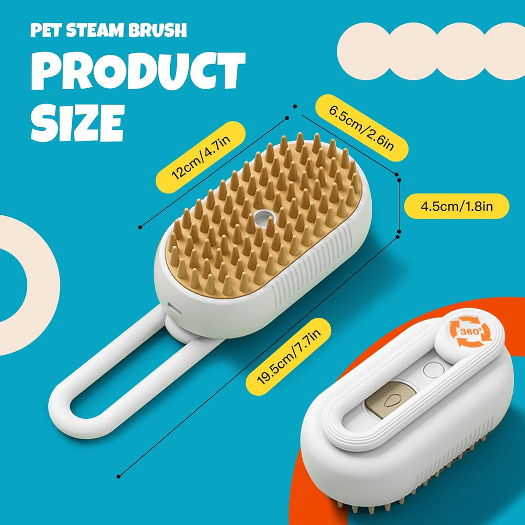 Cat Steam Brush for Shedding – 2 Pack Misting Grooming Comb for Cats & Dogs