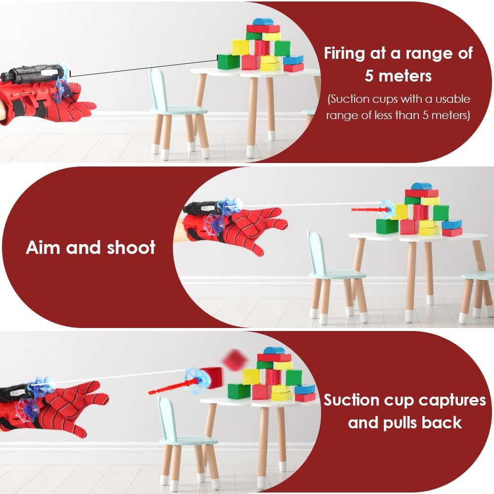 Kids Web Shooter Toy – Spider Hero Glove with Suction Cup Darts & Rope