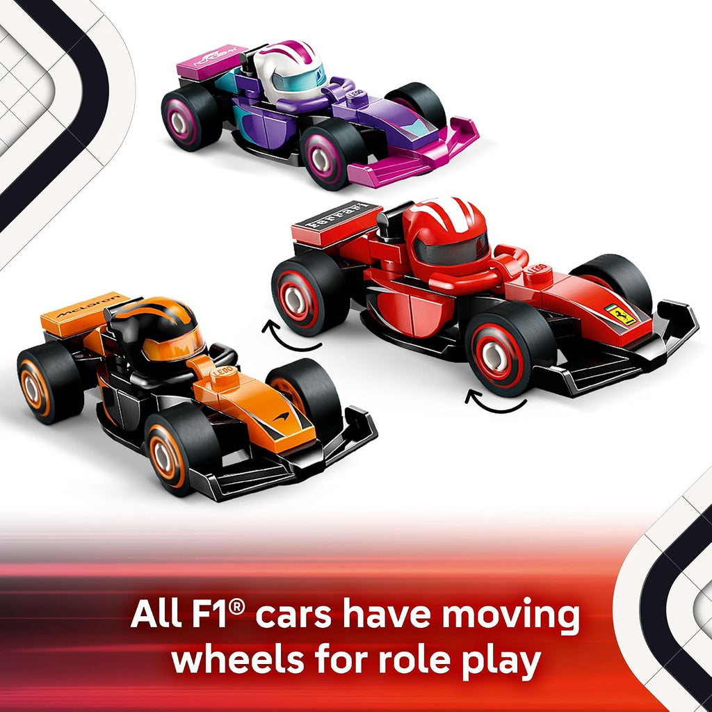 LEGO F1 Race Car Building Set – 6 Pack Mystery Box Collectible Mini Cars