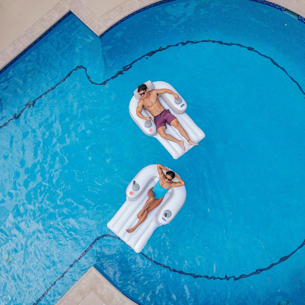 Motorized Pool Float with Dual Motors – 360° Control Inflatable Lounger
