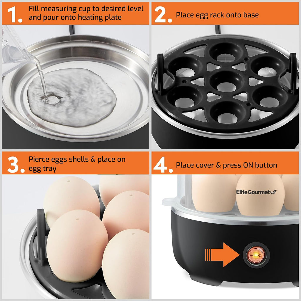 Electric Egg Cooker – 7-Egg Capacity Rapid Boiler & Steamer with Auto Shut-Off
