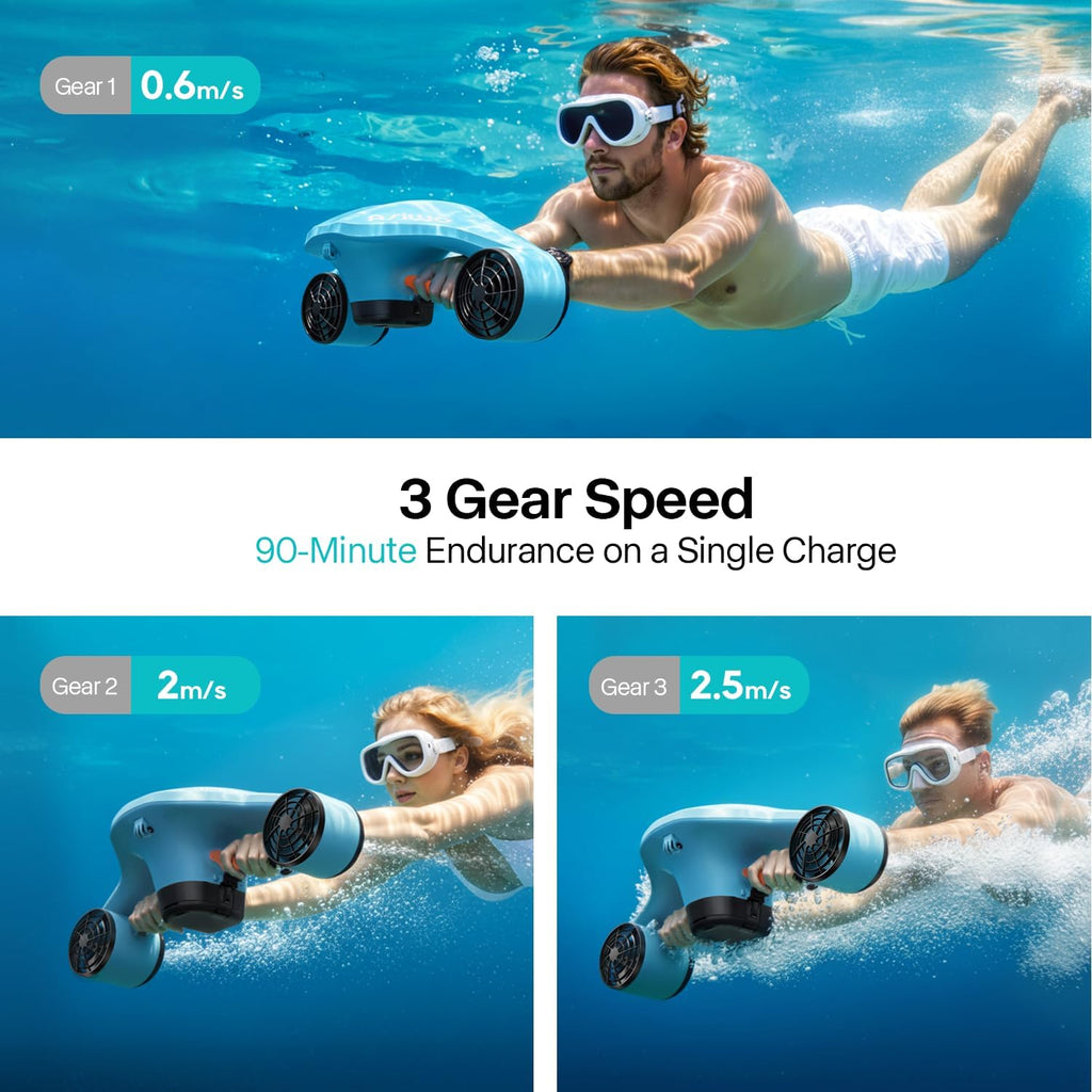 Asiwo Manta 2 Underwater Sea Scooter – Dual Motor Diving Scooter with Camera Mount